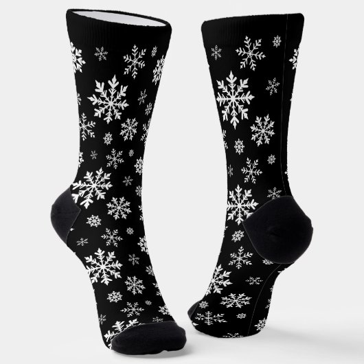 Black And White Snowflake Pattern Winter Design Sokken (Gebogen)