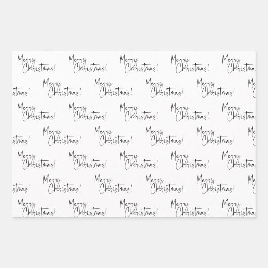 Black and White Snowflake Tree Merry Christmas Inpakpapier Vel (Voorkant)