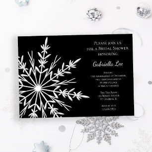 Black and White Snowflake Winter Bridal Shower Kaart
