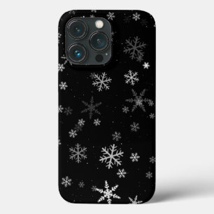Black and White Snowflake Winter Pattern iPhone 13 Pro Hoesje