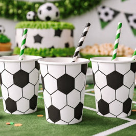 Black And White Soccer Ball Geometric Pattern  Papieren Bekers