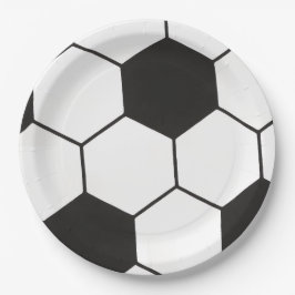 Black And White Soccer Ball Geometric Pattern  Papieren Bordje