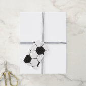 Black and White Soccer Ball Pattern Geometric Cadeaulabel (Met Touw)