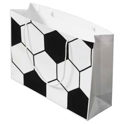 Black and White Soccer Ball Pattern Geometric Groot Cadeauzakje (Achterkant Gekanteld)