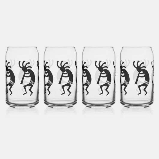 Black and White Southwest Kokopelli Blikvorm Glas (Voorkant)