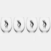 Black and White Southwest Kokopelli Wijnglas Zonder Voet (Voorkant)