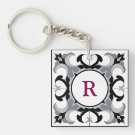 Black and White Spanish Style with Initial Sleutelhanger