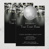 Black and White Sparkling Stars Party Kaart (Voorkant / Achterkant)