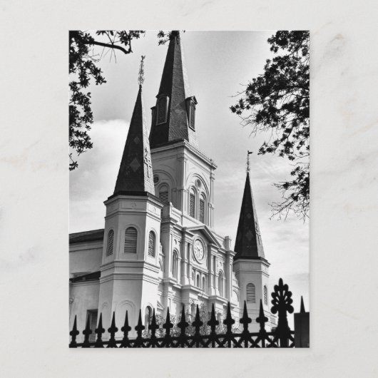 Black and White St. Louis Cathedral New Orleans Briefkaart (Voorkant)
