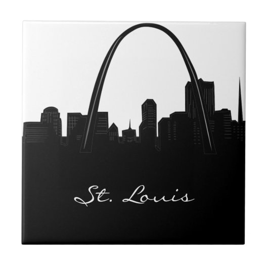 Black and White St. Louis Skyline Tegeltje (Voorkant)