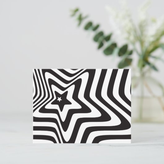 Black and White Star Illusion Briefkaart – Optisch (Staand voorkant)