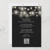 Black And White String Lights QR Code Wedding Save The Date (Achterkant)
