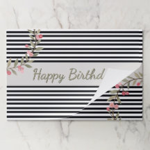 Black And White Stripe Paper Placemat