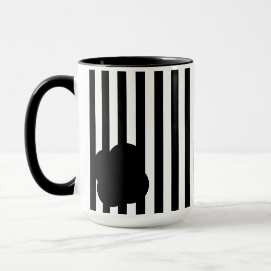 Black and White Stripe Two-Tone Mug (Gauche)