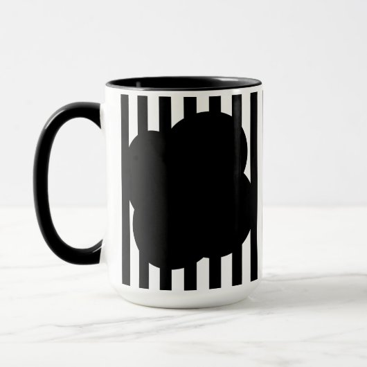 Black and White Stripe Two-Tone Mug (Gauche)