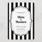 Black and White Stripe wedding invitation Kaart (Voorkant)