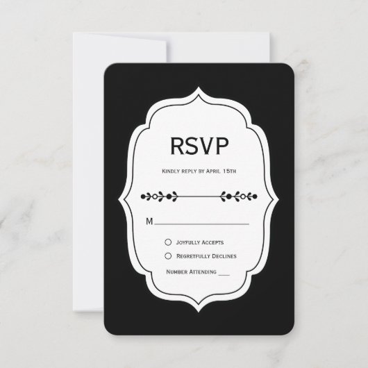 black and white  stripe wedding RSVP Cards (Voorkant)