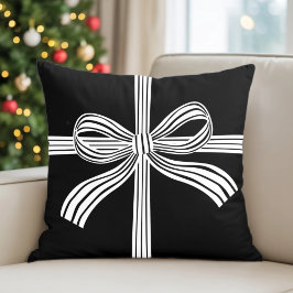 Black and White Striped Bow Throw Pillow Kussen