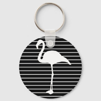 Black and White Striped Flamingo Sleutelhanger