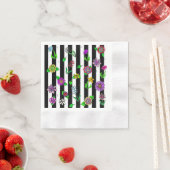 Black and White Striped Floral Servet (Insitu)