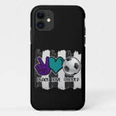 Black and White Striped Peace Soccer Case-Mate iPhone Case (Achterkant)