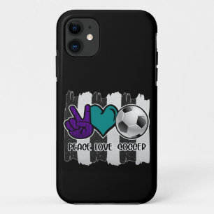 Black and White Striped Peace Soccer iPhone 11 Hoesje