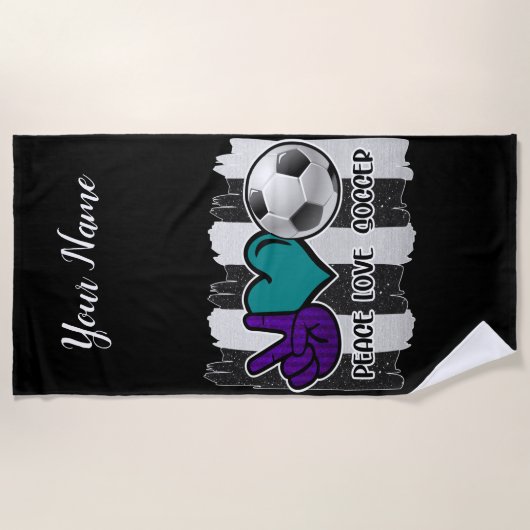 Black and White Striped Peace Soccer Strandlaken (Voorkant)