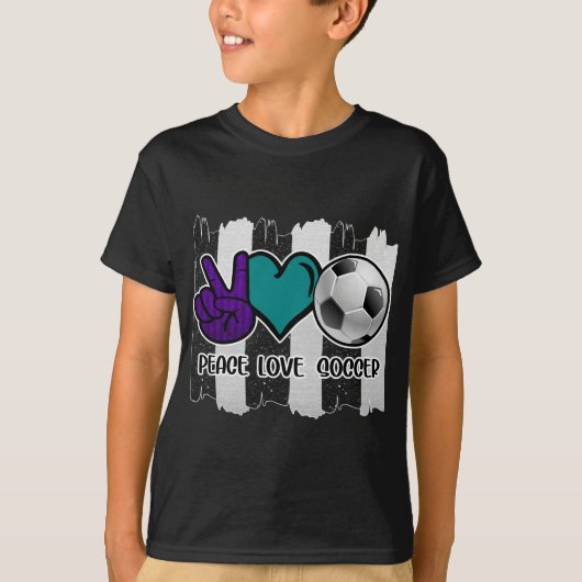 Black and White Striped Peace Soccer T-shirt (Voorkant)