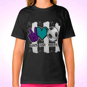 Black and White Striped Peace Soccer T-shirt