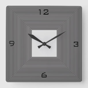 Black and White Striped>Wall Clock Vierkante Klok