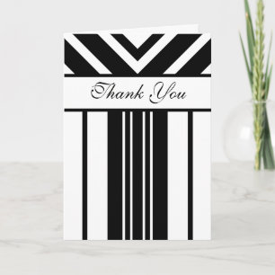 Black and White Stripes Chevrons Thank You Card Bedankkaart