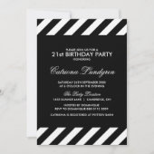 Black and White Stripes Invitation de fête d'anniv (Devant)