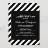Black and White Stripes Invitation de fête d'anniv (Devant / Derrière)