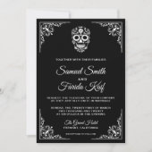 Black and White Sugar Skull Wedding Invitation (Devant)