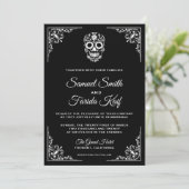 Black and White Sugar Skull Wedding Invitation (Debout devant)