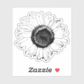 Black and White Sunflower Blossom Sticker (Vel)