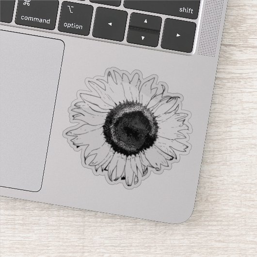 Black and White Sunflower Blossom Sticker (Detail)