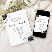 Black and White Sunflower Couples Wedding Shower Kaart