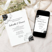 Black and White Sunflower Engagement Party Kaart
