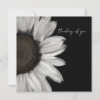 Black and White Sunflower Thinking Of You Card Kaart