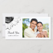 Black and White Sunflower Weddenschap Bedankt (Voorkant)