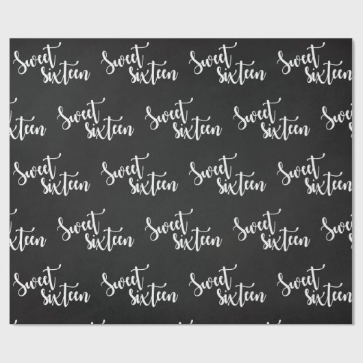 Black And White Sweet 16 Birthday Cadeaupapier (Vlak)