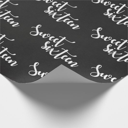 Black And White Sweet 16 Birthday Cadeaupapier (Hoek)