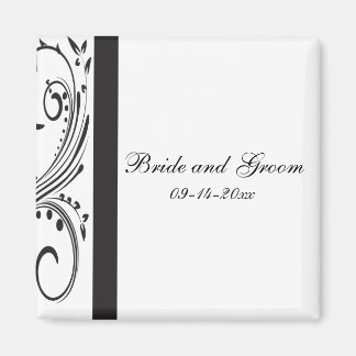 Black and White Swirls Wedding Magneet