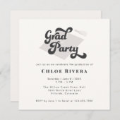 Black and White Tassel Grad Party Invitation (Voorkant / Achterkant)