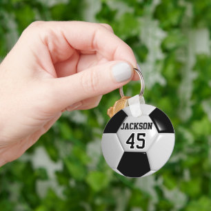 Black and White Team Soccer ⚽ Ball Sleutelhanger