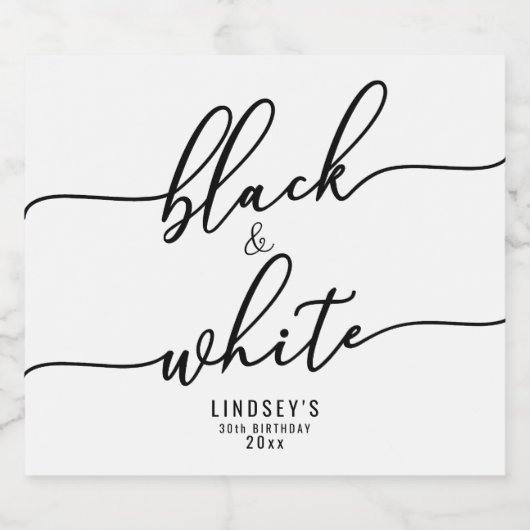 Black and White Theme Party Bier Etiket (Enkel label)