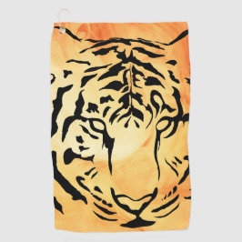 Black and White Tiger Silhouette Golfhanddoek