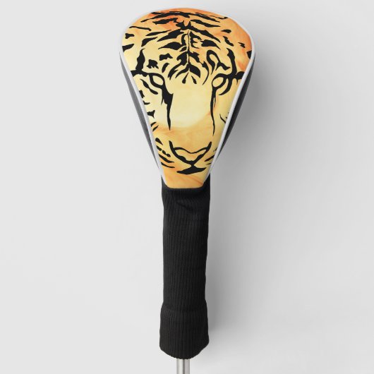 Black and White Tiger Silhouette Golfheadcover (Voorkant)