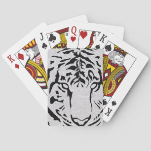 Black and White Tiger Silhouette Pokerkaarten